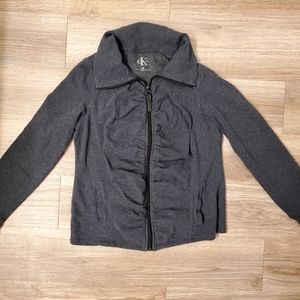 Calvin Klein ruched zipper front sweatshirt